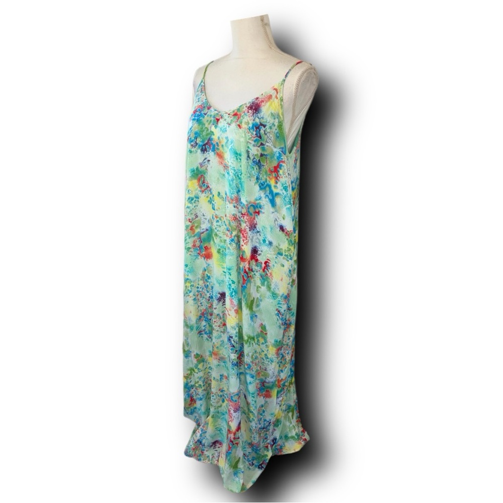 Entro Aphrodite Maxi Dress Paint Splatter Watercolor Maximalist Boho Hippie Vibe - Picture 2 of 5